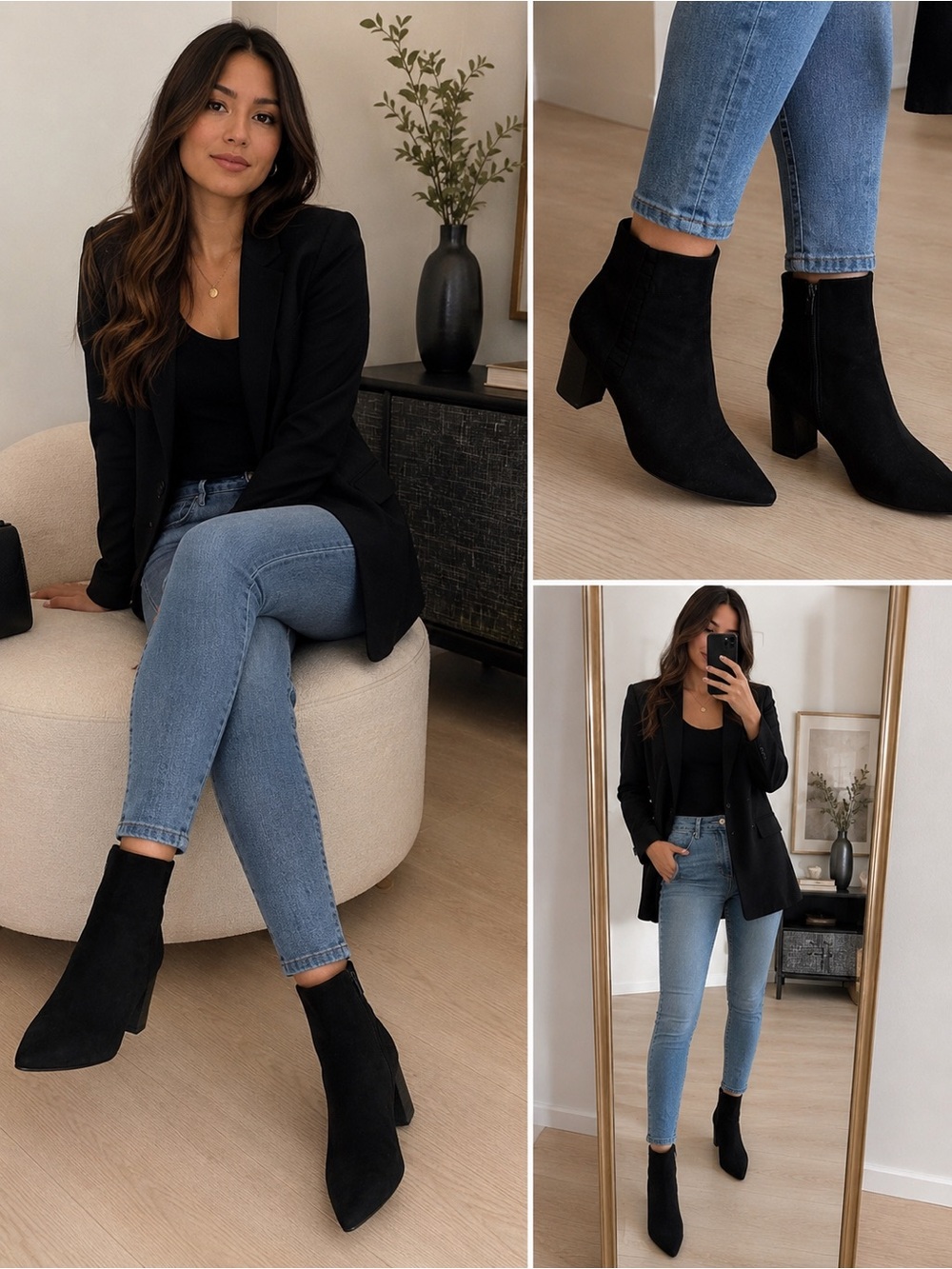 Clarks Collection Black Pointed Toe Ankle Boots Size 6M